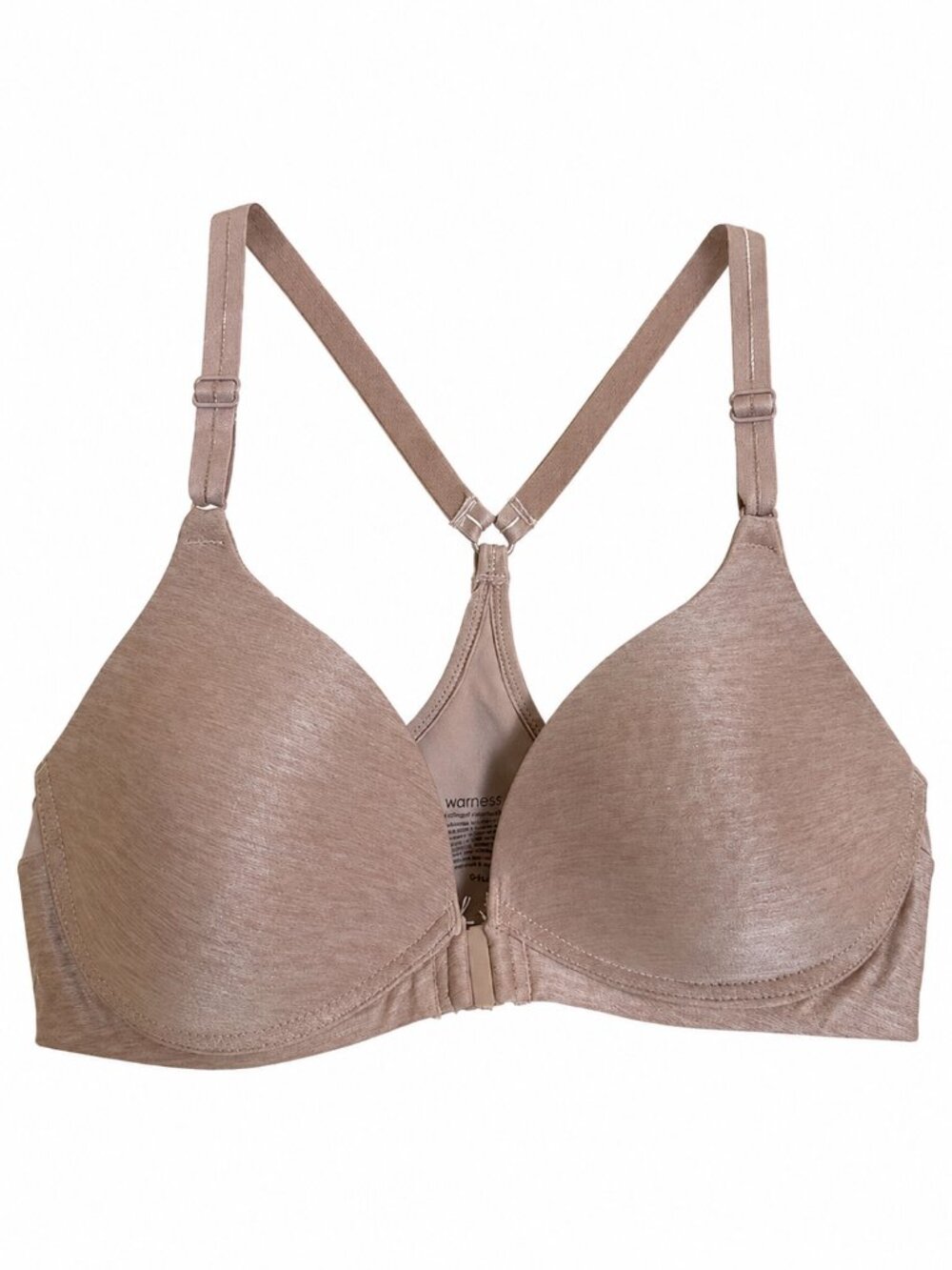 Warner’s 34B Front Closure Racerback Bra Taupe Beige Wireless